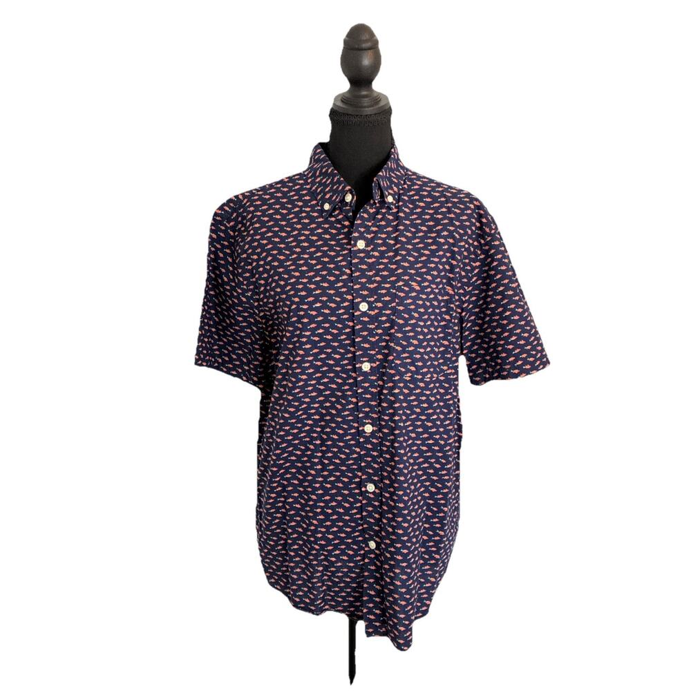 Old Navy Men’s Sz M Fish Shirt Beach Surfer Dude Vibe Fun with flex fit